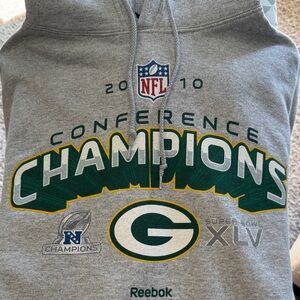 Reebok Gray Green Yellow NFL Conference Champions Hoodie